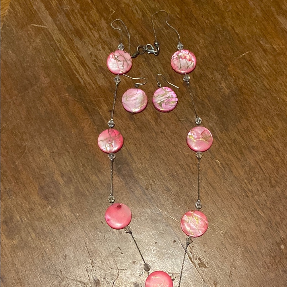 Pink and Silver Women's Jewelry Set